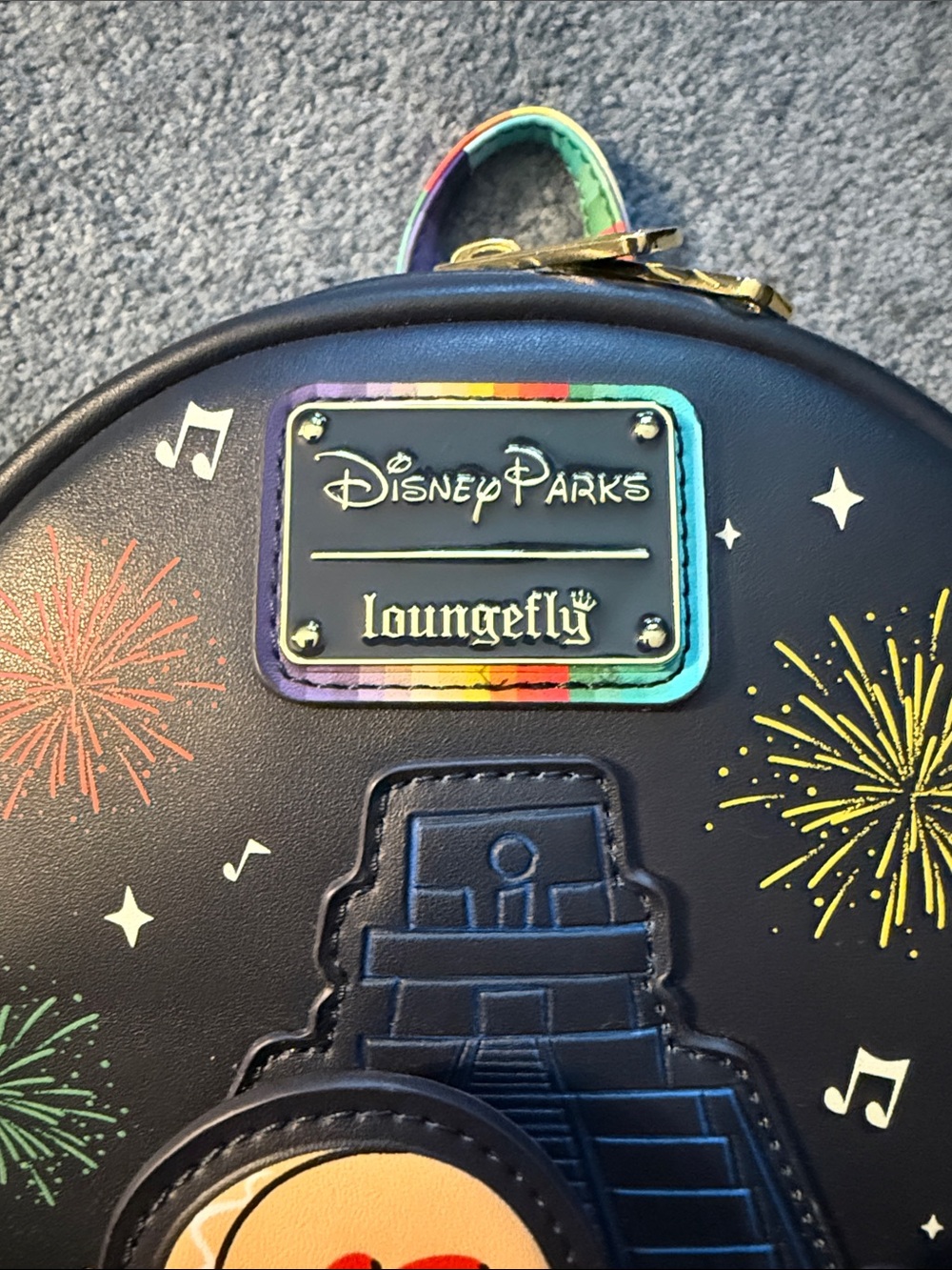 Loungefly Black Mariachi Three Caballeros Mini Backpack with Rainbow Straps - Picture 3 of 5